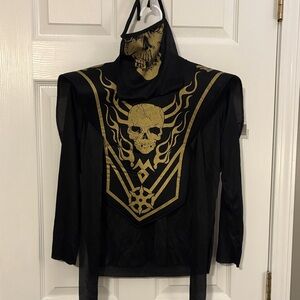 Black and Gold Skull Costume Kids 6 piece set size 10/12
